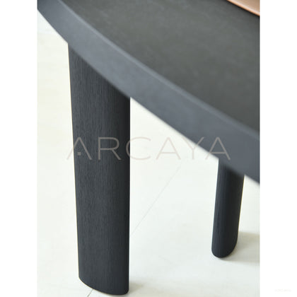 Oak Solid Wood Desk Matte Black Brushed - scene