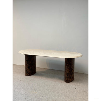 Natural Super White Travertine Dining Table - scene