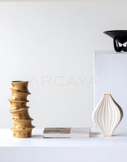 Wabi Sabi Spiral Layered Ceramic Vase - scene