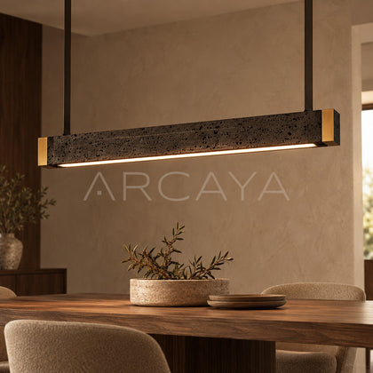 Linear Black Stone Gold End Pendant Light 97361 - main