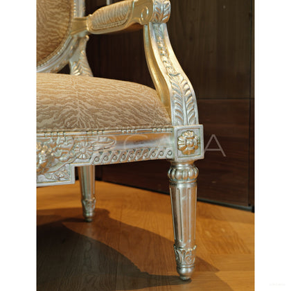 Silver Leaf Hand Carved Animal Print Chair - scene