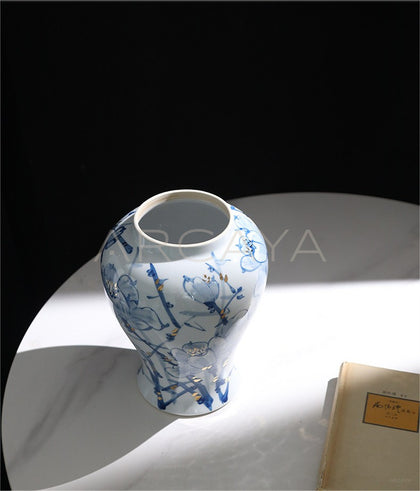Blue White Porcelain General Jar Vase - scene