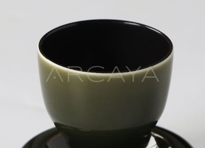 Handmade Underglaze Sake Cup With Saucer - scene