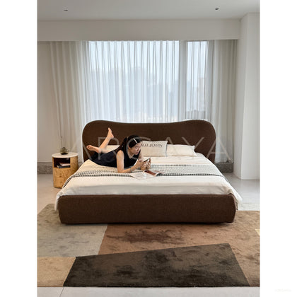 Curved Cotton Linen Bed Large - scene