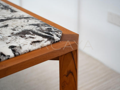 Burmese Teak Stone Table - detail
