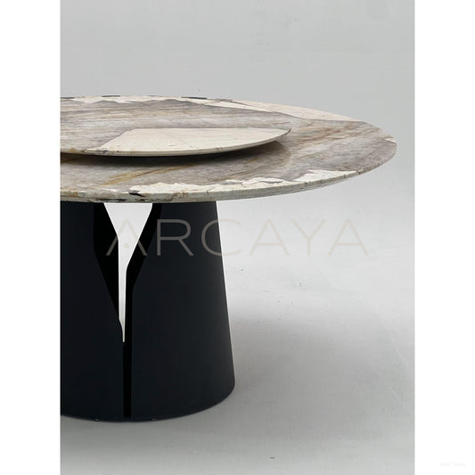 Patchwork Stone Split Cone Base Round Table - scene