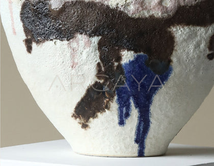 Vintage Stoneware Ink Glaze Wabi Sabi Vase - scene