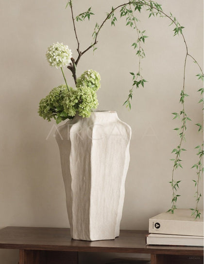 Wabi Sabi Textured Plain White Vase Entryway - scene