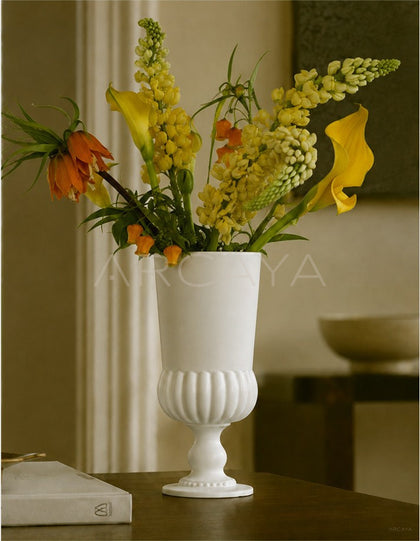 French Mid Century Matte Tall Stem Vase - scene
