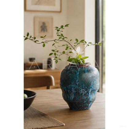 Vintage Kiln Glaze Textured Ceramic Vase - scene