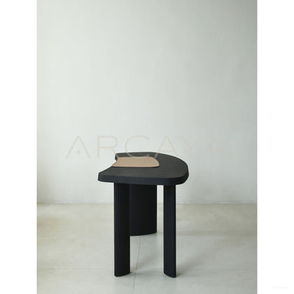Oak Solid Wood Desk Matte Black Brushed - scene