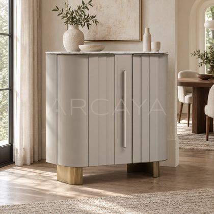 Vertical Stripe Marble Sideboard Wine Cabinet - scene