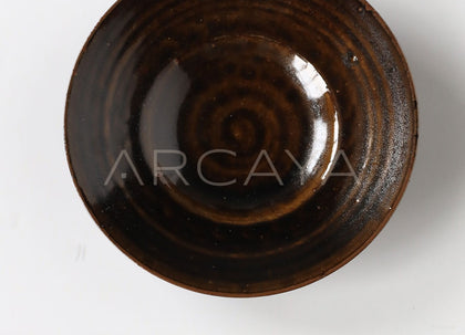 Sunxun Collab Dark Brown Swirl Ceramic Plate - scene