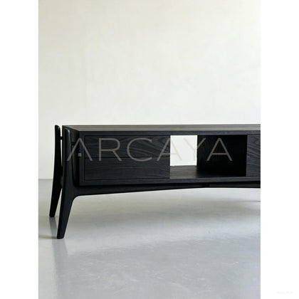Minimalist Black Ash Tv Stand - scene