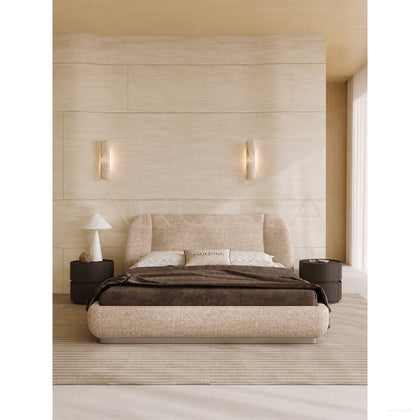 Minimalist Curved Embrace Linen Bed - scene
