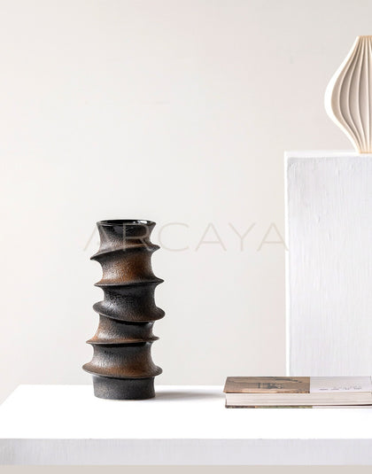 Handmade Spiral Sculpture Ceramic Vase - scene