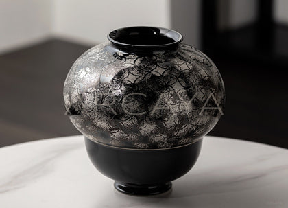 Black Gold Scale Pattern Sphere Vase - scene