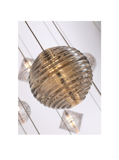 Ribbed Glass Globe Pendant Light 97177 - scene