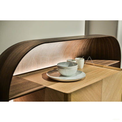 Curved Wine Cabinet With Light - scene