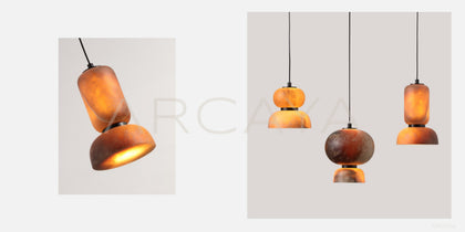 Amber Layered Glass Dome Bell Pendant Light 97305 - scene
