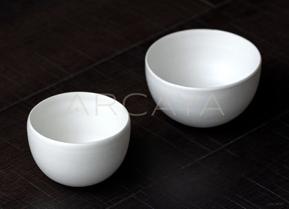 Designer Handmade White Porcelain Rice Bowl - scene