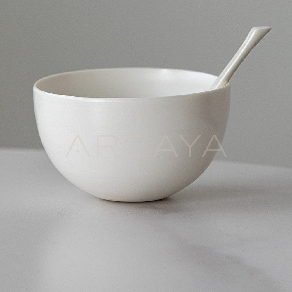 Designer Handmade White Porcelain Rice Bowl - main