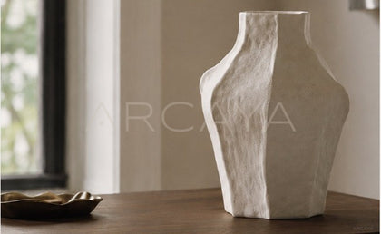 Handmade Irregular Plain White Vase Dining - scene