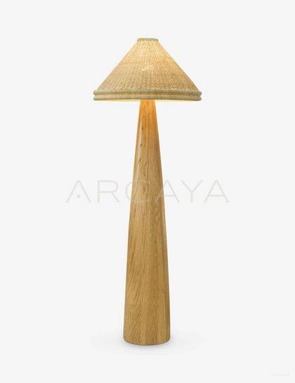 Natural Wood Cone Floor Lamp - scene