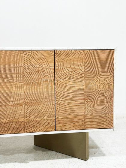 Tree Ring Carved Sideboard - detail