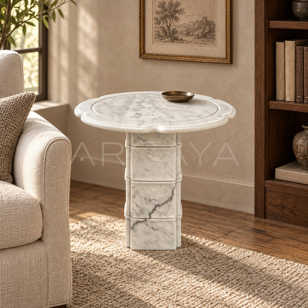 Aston Xubaisheng Stone Bone Side Table in detail