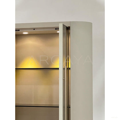 Italian Diamond Leather Glass Display Cabinet - scene