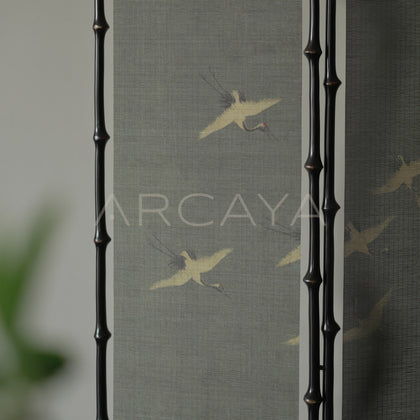 Flying Crane Landscape Four Panel Screen - scene
