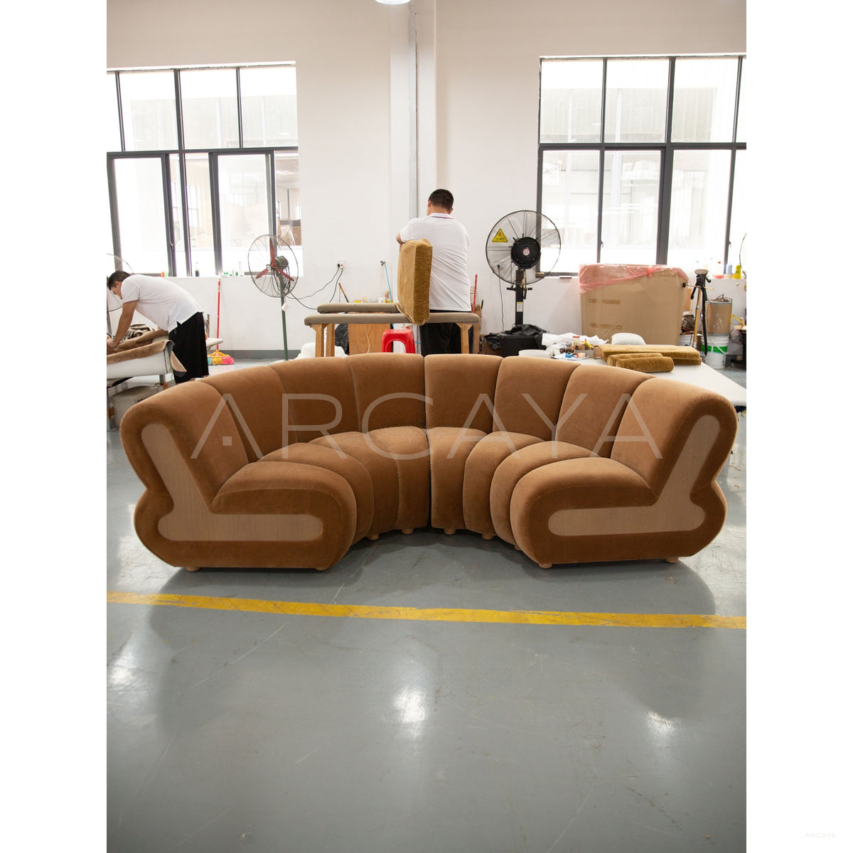 French Naturalist Curved Sofa in detail