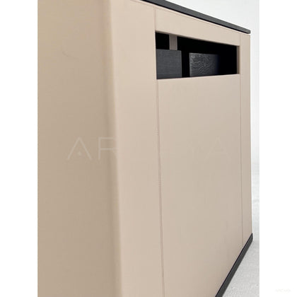 Nappa Leather Vertical Seam Minimalist Sideboard - scene
