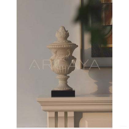 Faux Jade Carved Lidded Jar - scene