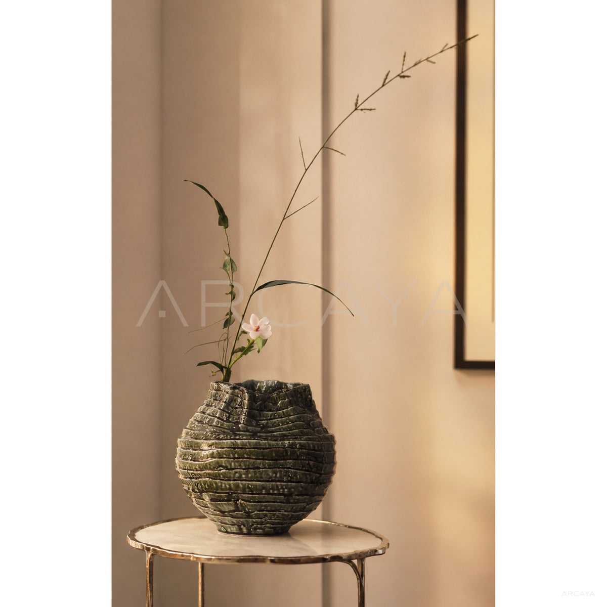 Handmade Spiral Layered Stoneware Vase in detail