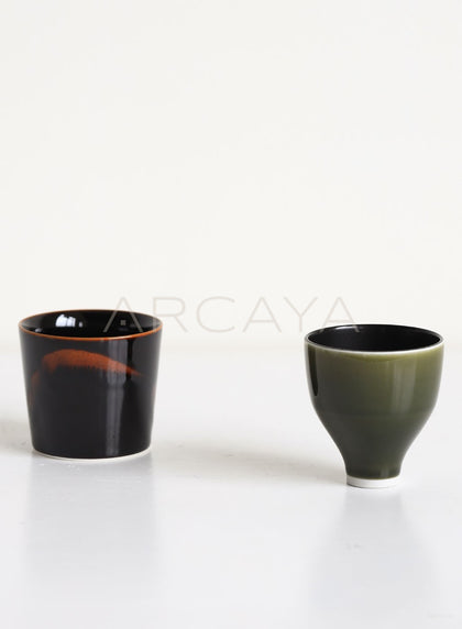 Handmade Underglaze Sake Cup With Saucer - scene