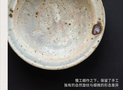 Amu Collab Handmade Stoneware Footed Plate - scene