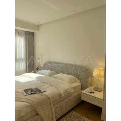 Curved Cotton Linen Bed - scene