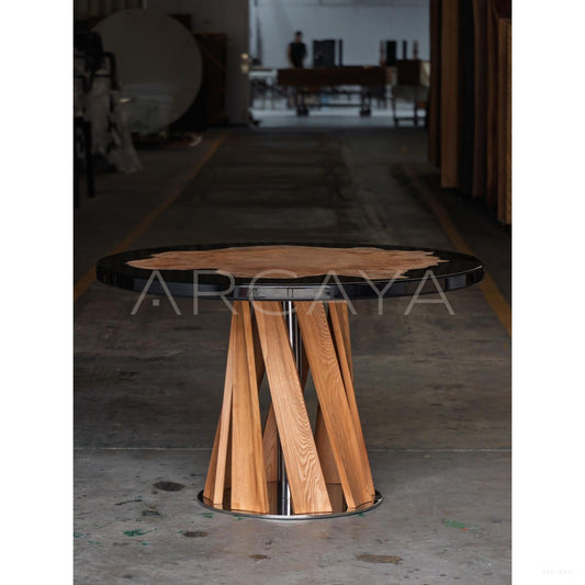 Custom Solid Wood Resin Round Table - scene