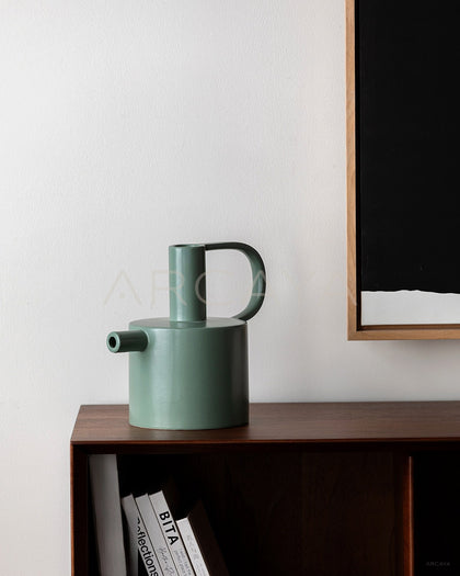Minimalist Geometric Dark Green Ceramic Vase - scene