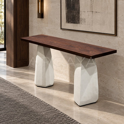 Black Walnut Microcement Base Long Table - main