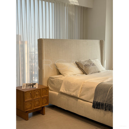 High Headboard Fabric Bed - scene