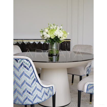 Blue Weave Dining Table - scene