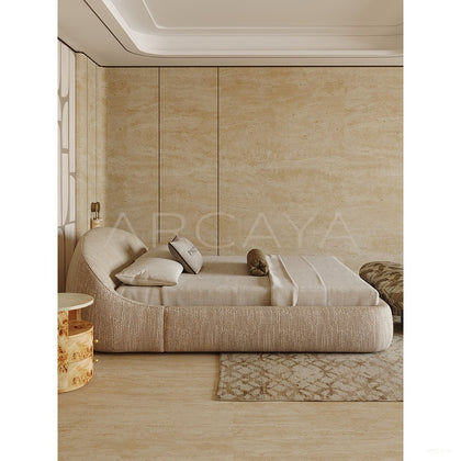 Curved Embrace Fabric Bed - scene