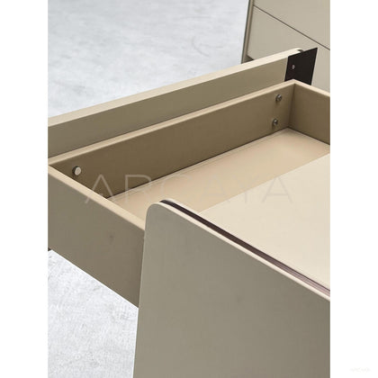 Cream Handleless Six Drawer Open Chest - scene