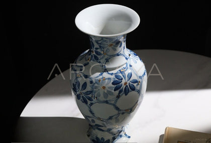 New Chinese Blue White Large Floor Vase - scene