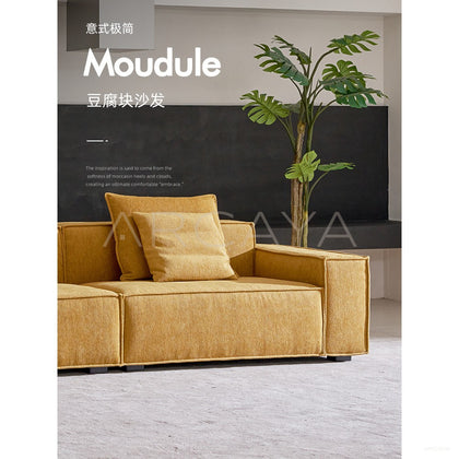 Italian Minimalist Ginger Chenille Block Sofa - scene