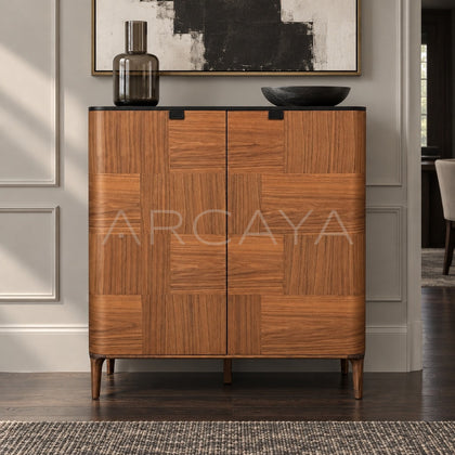 Solid Wood Marble Vintage Storage Cabinet - main