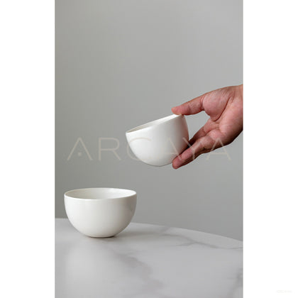 Designer Handmade White Porcelain Rice Bowl - scene